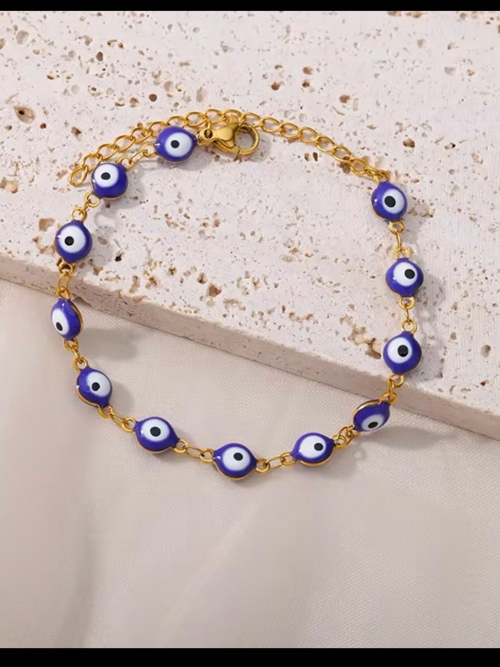 18k Gold plated stainless steel Blue Evil Eye Bracelet